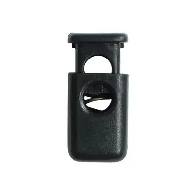 Global Bargains Black Plastic 6mm Dia Cylindrical Spring Clip Cord Locks Stopper Toggles 50pcs